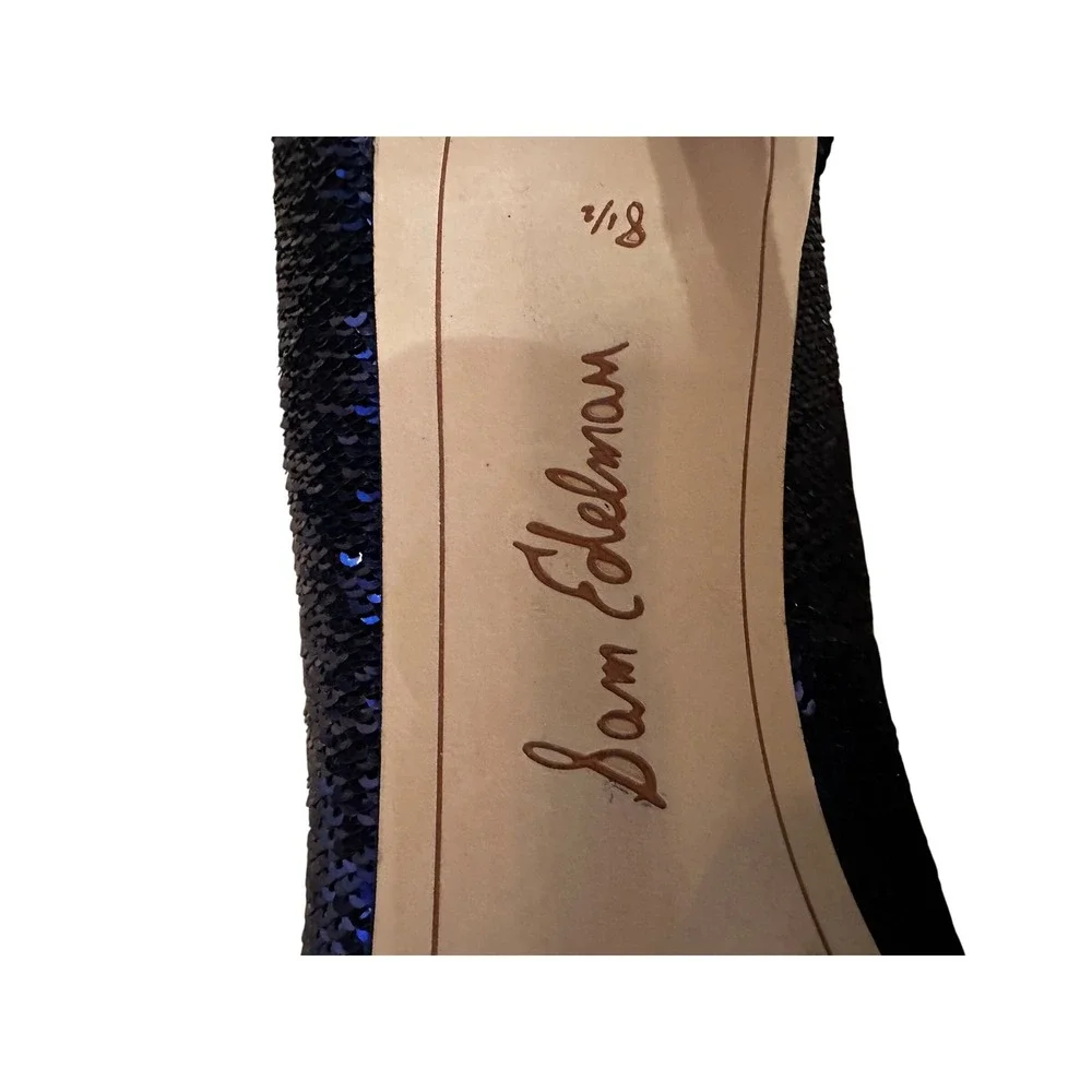 Sam Edelman Navy Blue‎ Sequin Stiletto Pumps Heels Women's Size 8.5